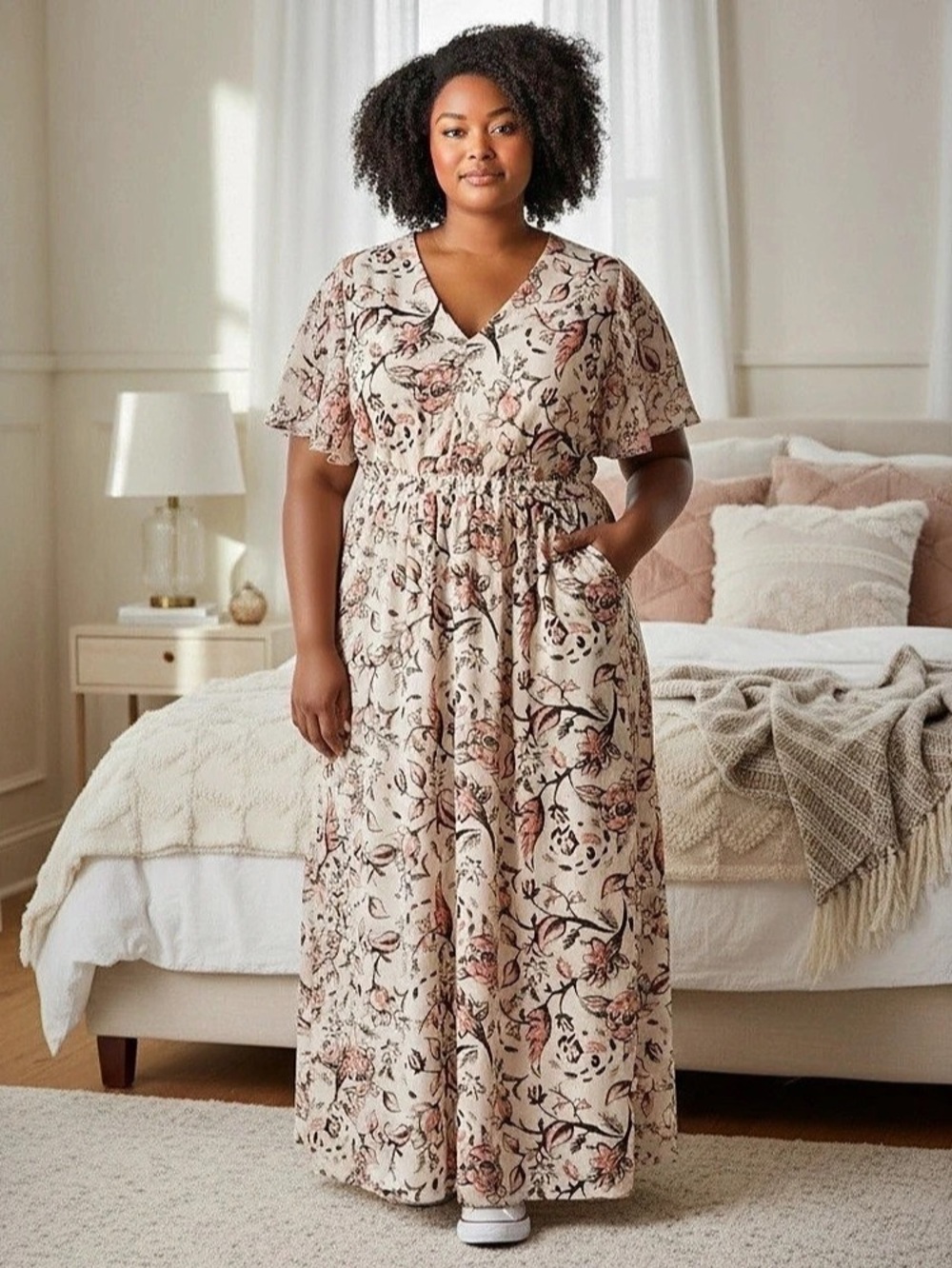 Lane Bryant Floral Maxi Dress Pink & Cream Size 18/20 NWT